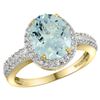 Natural 2.56 ctw Aquamarine & Diamond Engagement Ring 14K Yellow Gold - REF-52M2H