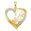 0.08 CTW Diamond Heart Love Mom Mother Pendant 10KT Yellow Gold - REF-13N4F