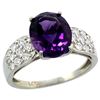 Natural 2.75 ctw amethyst & Diamond Engagement Ring 14K White Gold - REF-58F4N