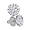 1 CTW Diamond Cluster Earrings 14KT White Gold - REF-89K9W