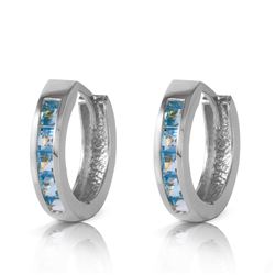 Genuine 1.20 ctw Blue Topaz Earrings Jewelry 14KT White Gold - REF-37F6Z