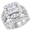 2.95 CTW Princess Diamond Bridal Engagement Ring 14KT White Gold - REF-292H5M