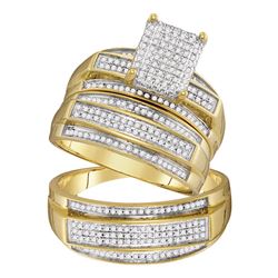 0.69 CTW His & Hers Diamond Matching Bridal Ring 10KT Yellow Gold - REF-82K4W