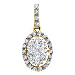 0.50 CTW Diamond Oval Cluster Pendant 14KT Yellow Gold - REF-44X9Y
