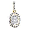 Image 1 : 0.50 CTW Diamond Oval Cluster Pendant 14KT Yellow Gold - REF-44X9Y