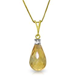 Genuine 2.3 ctw Citrine & Diamond Necklace Jewelry 14KT Yellow Gold - REF-22P8H