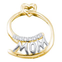 0.04 CTW Diamond Mom Mother Pendant 10KT Yellow Two-tone Gold - REF-10K5W