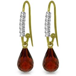 Genuine 4.68 ctw Garnet & Diamond Earrings Jewelry 14KT Yellow Gold - REF-40Z7N