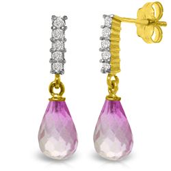 Genuine 4.65 ctw Pink Topaz & Diamond Earrings Jewelry 14KT Yellow Gold - REF-36X2M