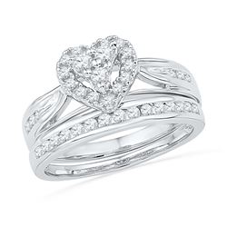 0.50 CTW Diamond Heart Bridal Engagement Ring 10KT White Gold - REF-52M4H