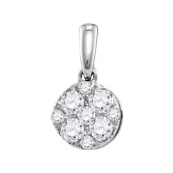 0.50 CTW Diamond Cluster Pendant 14KT White Gold - REF-52M4H