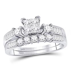 1 CTW Princess Diamond Bridal Engagement Ring 10KT White Gold - REF-56K2W