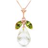 Genuine 7.2 ctw White Topaz & Peridot Necklace Jewelry 14KT Rose Gold - REF-30W5Y