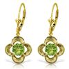 Genuine 1.10 ctw Peridot Earrings Jewelry 14KT Yellow Gold - REF-37Y7F