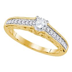 0.63 CTW Diamond Solitaire Bridal Engagement Ring 14KT Yellow Gold - REF-134K9W