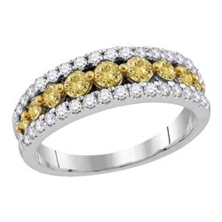 0.50 CTW Yellow Color Diamond Parallel Ring 14KT White Gold - REF-59F9N