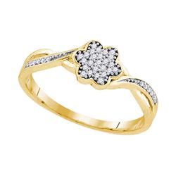 0.10 CTW Diamond Flower Cluster Ring 10KT Yellow Gold - REF-14N9F