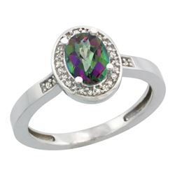 Natural 1.08 ctw Mystic-topaz & Diamond Engagement Ring 14K White Gold - REF-31Y3X