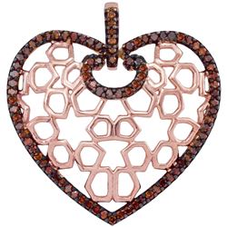 0.25 CTW Red Color Diamond Heart Love Pendant 10KT Rose Gold - REF-26Y9X