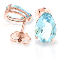 Genuine 3.15 ctw Aquamarine Earrings Jewelry 14KT Rose Gold - REF-30H2X