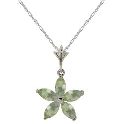 Genuine 1.40 ctw Green Amethyst Necklace Jewelry 14KT White Gold - REF-25N8R