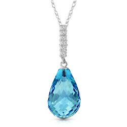 Genuine 6.68 ctw Blue Topaz & Diamond Necklace Jewelry 14KT White Gold - REF-29X2M