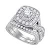 1.97 CTW Diamond Halo Bridal Engagement Ring 14KT White Gold - REF-302X9Y