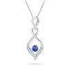 0.02 CTW Created Blue Sapphire Solitaire Pendant 10KT White Gold - REF-8K9W
