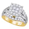 2.5 CTW Princess Diamond Soleil Cluster Bridal Engagement Ring 14KT Yellow Gold - REF-240K2W
