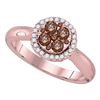 0.46 CTW Brown Diamond Cluster Halo Bridal Engagement Ring 14KT Rose Gold - REF-59K9W