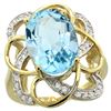 Natural 6.29 ctw blue-topaz & Diamond Engagement Ring 14K Yellow Gold - REF-51X6A
