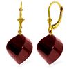 Genuine 30.5 ctw Ruby Earrings Jewelry 14KT Yellow Gold - REF-44T4A