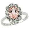Natural 2.29 ctw Morganite & Diamond Engagement Ring 10K White Gold - REF-79K3R