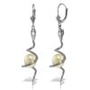 Genuine 8.06 ctw Pearl & Diamond Earrings Jewelry 14KT White Gold - REF-87Y2F