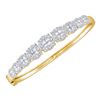 Image 1 : 3.11 CTW Princess Diamond Soleil Bangle Bracelet 14KT Yellow Gold - REF-374W9K