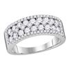 Image 1 : 1.49 CTW Pave-set Diamond Double Two Row Ring 10KT White Gold - REF-94Y4X