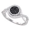 Image 1 : 0.20 CTW Black Color Diamond Cluster Ring 10KT White Gold - REF-25M4H