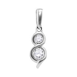 0.25 CTW Diamond 2-stone Hearts Together Pendant 14KT White Gold - REF-33H8M