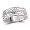 1 CTW Mens Channel-set Diamond Grecco Textured Double Row Ring 14KT White Gold - REF-132M2H