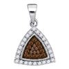 0.30 CTW Cognac-brown Color Diamond Triangle Cluster Pendant 10KT White Gold - REF-14F9N