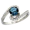 Natural 1.24 ctw london-blue-topaz & Diamond Engagement Ring 10K White Gold - REF-42M8H