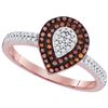 Image 1 : 0.33 CTW Red Color Diamond Teardrop Cluster Ring 10KT Rose Gold - REF-34Y4X