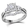 0.34 CTW Diamond Cluster Bridal Engagement Ring 10KT White Gold - REF-41F9N