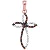 0.11 CTW Red Color Diamond Oval Cross Outline Pendant 10KT Rose Gold - REF-13X4Y