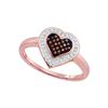 0.16 CTW Red Color Diamond Heart Love Ring 10KT Rose Gold - REF-22X4Y