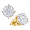 1.5 CTW Princess Diamond Soleil Cluster Earrings 14KT Yellow Gold - REF-149N9F