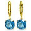 Genuine 7.2 ctw Blue Topaz Earrings Jewelry 14KT Yellow Gold - REF-48H3X