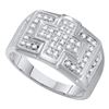 Image 1 : 0.33 CTW Mens Diamond Square Cross Cluster Ring 10KT White Gold - REF-37K5W
