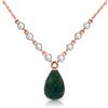 Genuine 15.6 ctw Green Sapphire Corundum & Diamond Necklace Jewelry 14KT Rose Gold - REF-139Y8F