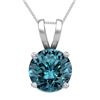 Image 1 : 14K White Gold 1.03 ct Blue Diamond Solitaire Necklace - REF-186X8F-WJ13323